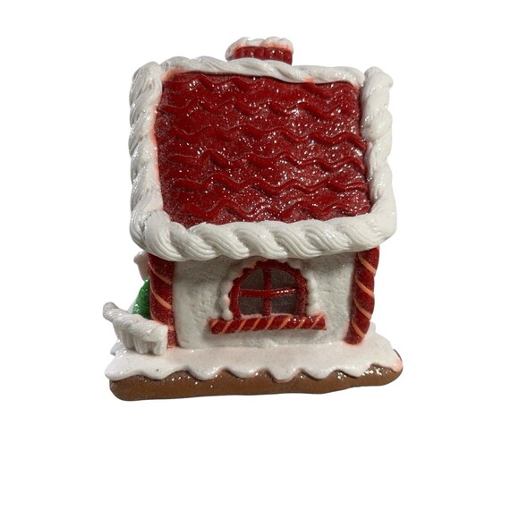 Gingerbread Light-Up House Christmas Decor Snow Glitter 6” Tall EUC - Picture 9 of 10